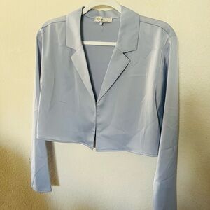 Wayf Pale Blue Cropped Blazer